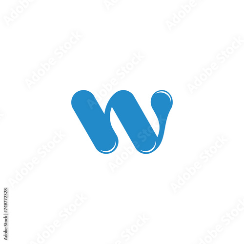 letter w blue water drop logo vector