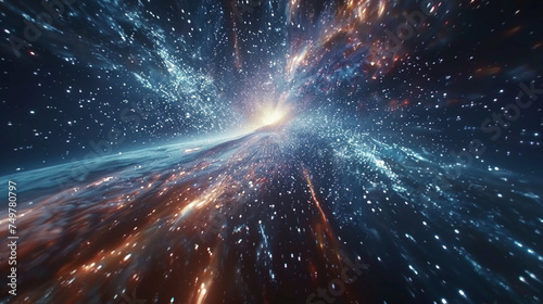宇宙と星空を行くスピード感をイメージしたアブストラクト背景素材