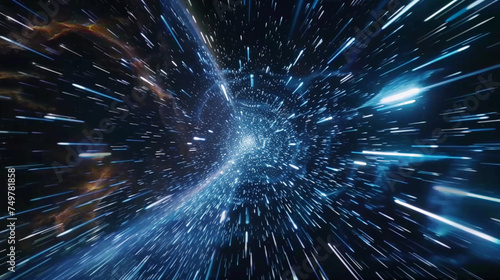 宇宙と星空を行くスピード感をイメージしたアブストラクト背景素材