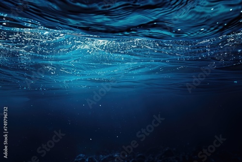 An underwater perspective of the ocean surface. Suitable for aquatic themes