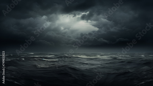 Une mer agitée sous un ciel sombre et chargé
