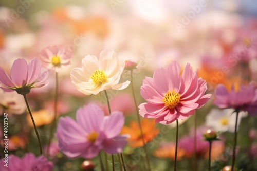 Beautiful pink flowers blooming garden outdoors park natural beauty summer meadows idyllic peaceful background wallpaper bright colorful flora plants blossom sunlight glare field nature rural calmness