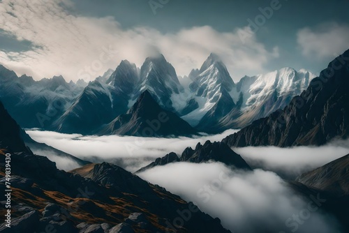 mountains in the snow generated by AI technology