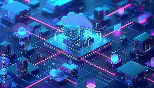 Hybrid IT Infrastructure Management, hybrid IT infrastructure management within a data center concept with an image featuring unified management platforms for hybrid cloud environments, AI