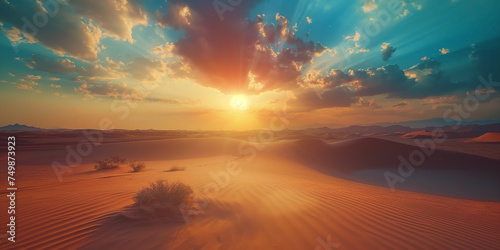 sunset in desert with cirrus clouds, aesthetic vibes display