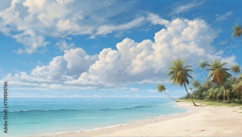 photo beautiful tropical beach sea ocean with white cloud blue sky and