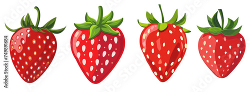 Strawberry, different versions, transparent vector illustration or white background, isolated