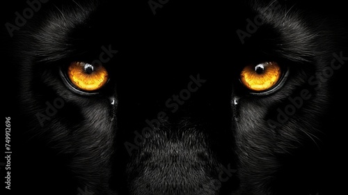 Intense close up of a majestic black panther s piercing eyes gazing intensely in the darkness.