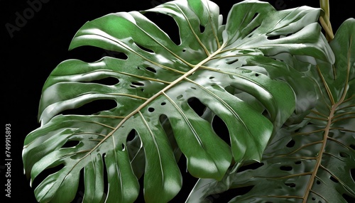 tropical leaf green monstera plant isolated on transparent background