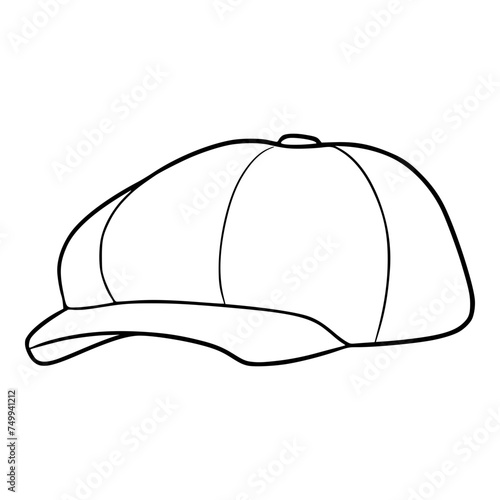 flat cap newsboy illustration hand drawn outline isolated vector