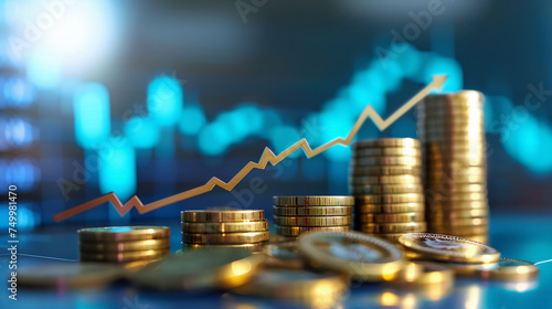 Scattered coins on a table with a financial chart depict a possible correlation between investment and performance