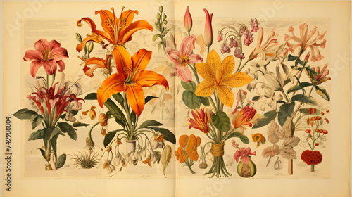 Antique botanical bookplate