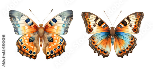 Butterfly, watercolor clipart illustration with isolated background.