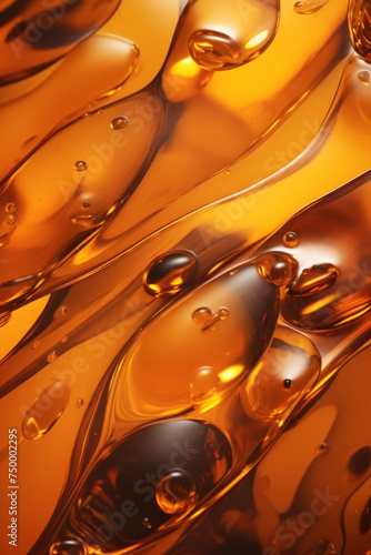 Close-up of viscous bubbles of pure honey..