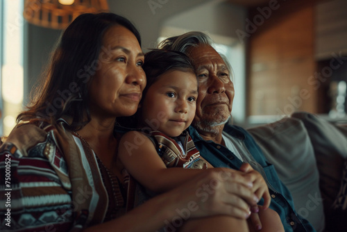 Native American family, happy family moments, smiling faces, love and care.