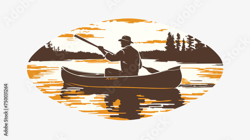  A Man row a canoe boat