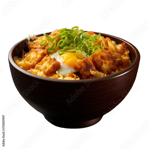 A katsudon bowl isolated on transparent background, png