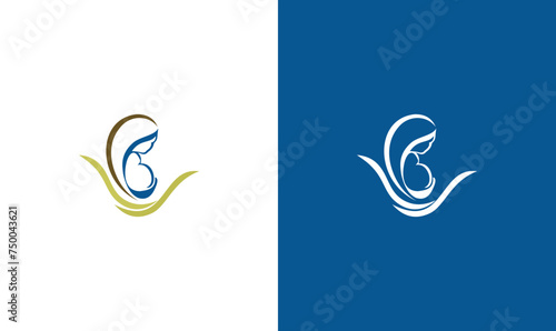 Vector pregnant woman hospital vector logo illustratration icon-happy mother day logo 
