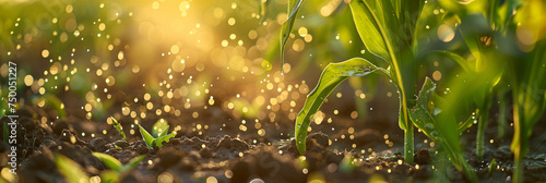 Fine droplets of pesticide or herbicide are sprayed onto crops, targeting specific pests or weeds while minimizing chemical usage in environmentally conscious farming.