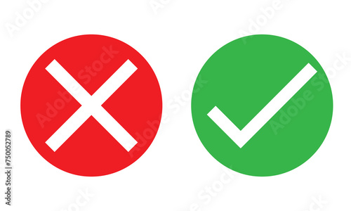 Checkmark cross on white background. Isolated vector sign symbol. Checkmark icon set. Checkmark right symbol tick sign. Flat vector icon. Test question. Checkmark right symbol tick sign. 