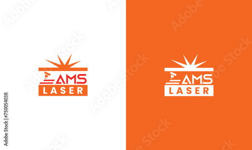 AMS Letter Logo Design Laser Logo Set, with Radiance Concept. Suitable for Laser and Cutting Machine Companies-Vector illustration of laser cutting series