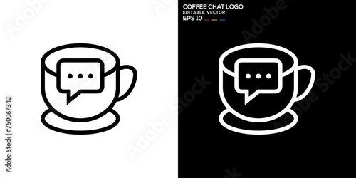 Vector template of coffee talk, drink, warm, chat, chatting, EPS 10.