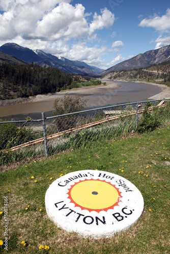 View of the lytton hot spot and the confluence of Fraser and Thompson rivers - Lytton - British Columbia - Canada