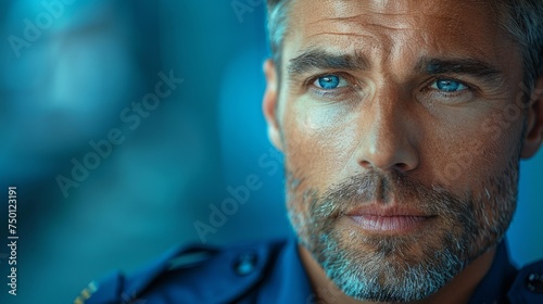 Police Officer Portrait in Focus Generative AI