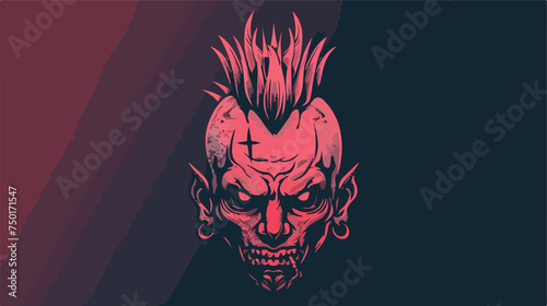 Devil head illustration Punk with mohawk