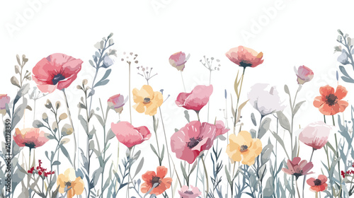 Beautiful vector floral summer seamless pattern with