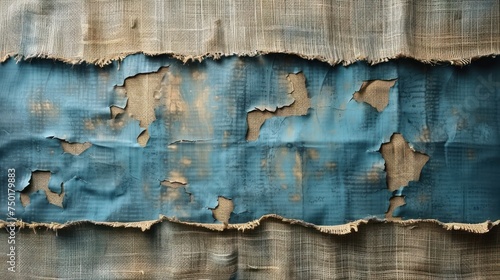 a close up of a piece of cloth with holes in the middle of it and blue paint on the outside of the fabric, and the inside of the fabric on the outside of the outside of the fabric.