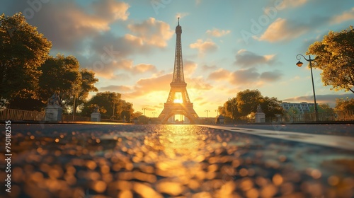 Eiffel Tower in Paris, France at sunset