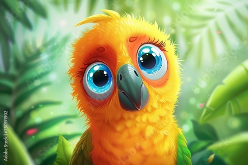 illustration cartoon , cute parrot