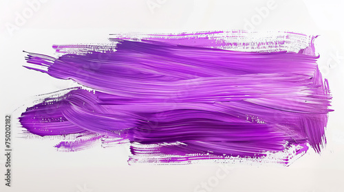 Energetic and broad purple paintbrush stroke on white, expressive of artistic flair and creativity