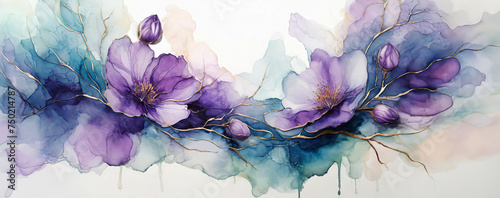 Piękne fioletowe kwiaty abstrakcja. Tapeta motyw kwiatowy