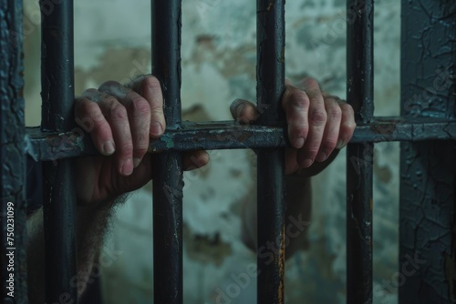 Caged hands of a Caucasian man