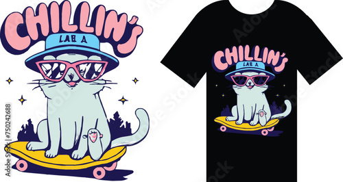 Chillin' cat logo, ideal for a trendy t-shirt design