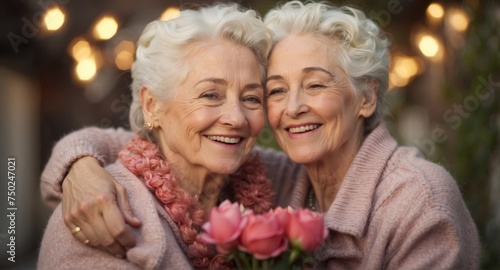 Happy loving senior lesbian couple