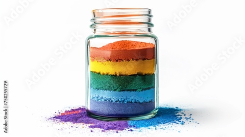 Vibrant Spectrum: Layered Colored Sand in Glass Jar