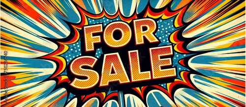 Retro comic book style word 'FOR SALE'