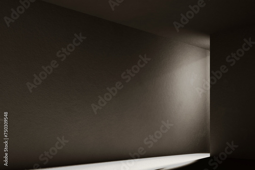 A black and white background with light coming through the building structure. 3d rendering.