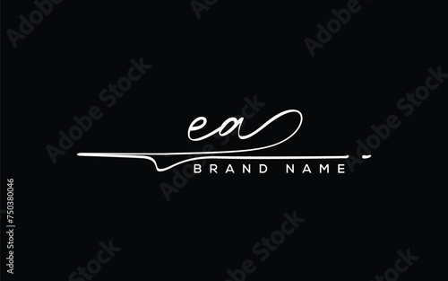 EA letter beauty handwriting vector logo. 