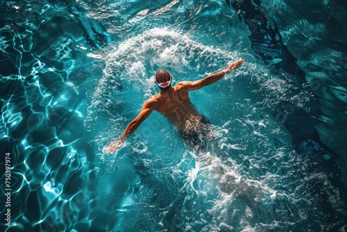 Swimmer in Swimming Pool, Professional Determined Athlete Swimming, Butterfly Technique Training
