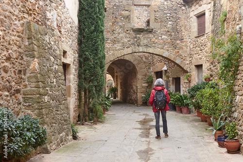 Historic medieval village of Monells. Girona, Costa Brava. Catalunya. Spain