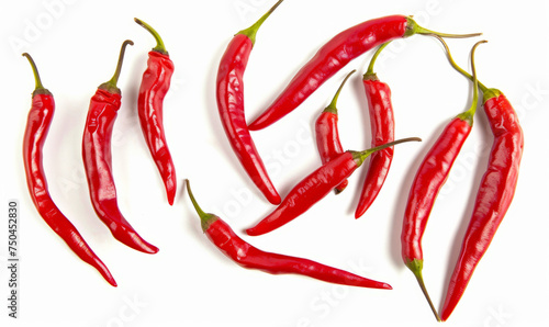 Chiles toreados neatly arranged, top-down view isolated on white background. Mexican cuisine ingredient concept. Design for spice profiles and culinary articles