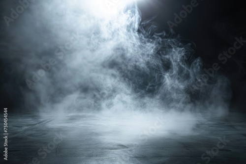 A dark room with smoke billowing out, suitable for illustrating fire safety concepts