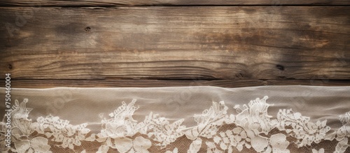 Vintage Lace Overlay on Grungy Wooden Surface - Nostalgic and Rustic Background