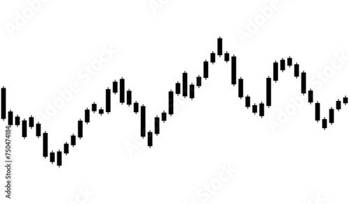 Stock trade chart. Trading graph. Black candle forex market isolated on white background. Candlestick investment finance. Stockmarket price for business invest design. Stick index.Vector illustration