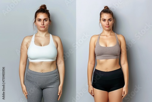 woman posing at before and after weight loss diet