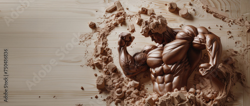 Generative AI, protein powder in man muscular hand shape, bodybuilding and power sport concept